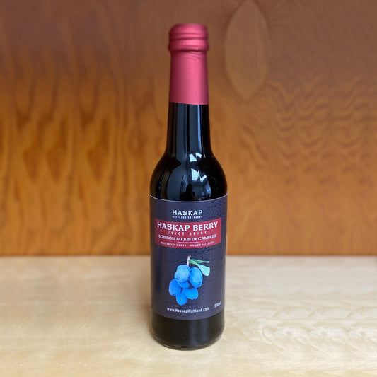 Haskap Highland Orchards - Haskap Berry Juice Drink in wine-style bottle